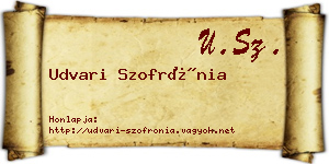 Udvari Szofrónia névjegykártya
